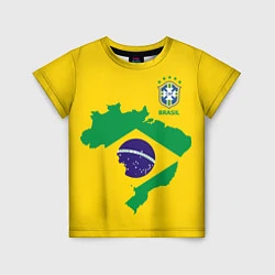 Футболка детская Сборная Бразилии: желтая, цвет: 3D-принт
