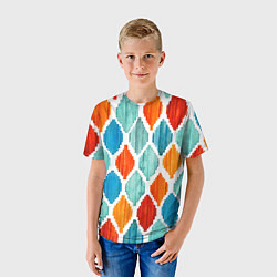 Футболка детская Ромбическая акварель, цвет: 3D-принт — фото 2
