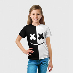 Футболка детская Marshmello: Black & White, цвет: 3D-принт — фото 2