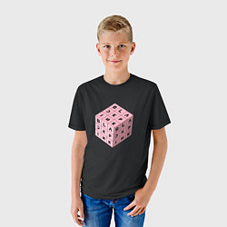 Футболка детская Black Pink Cube, цвет: 3D-принт — фото 2