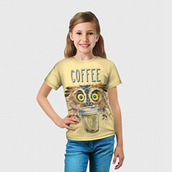 Футболка детская Owls like coffee, цвет: 3D-принт — фото 2