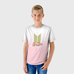 Футболка детская BTS: Pink Flowers, цвет: 3D-принт — фото 2