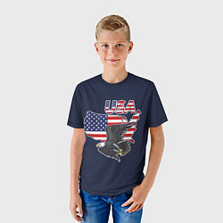 Футболка детская USA - flag and eagle, цвет: 3D-принт — фото 2