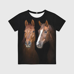 Футболка детская Лошади - пара гнедых, цвет: 3D-принт