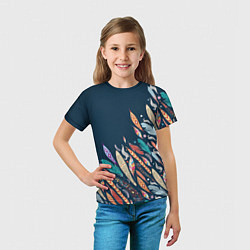 Футболка детская Перья, цвет: 3D-принт — фото 2