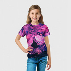 Футболка детская Розовый разводы жидкость цвета, цвет: 3D-принт — фото 2