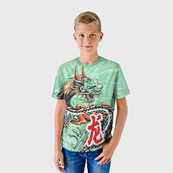 Футболка детская Изумрудный дракон, цвет: 3D-принт — фото 2