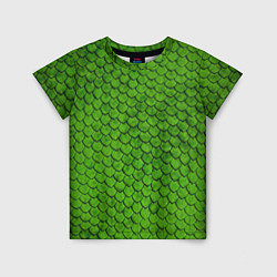 Футболка детская Зелёная чешуя, цвет: 3D-принт