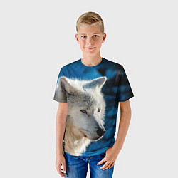 Футболка детская Волк на черном фоне, цвет: 3D-принт — фото 2
