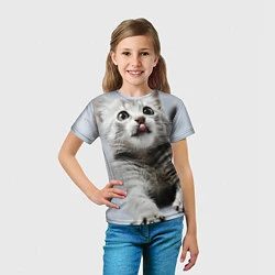 Футболка детская Серый котенок, цвет: 3D-принт — фото 2