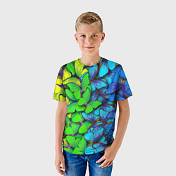 Футболка детская Радужные бабочки, цвет: 3D-принт — фото 2