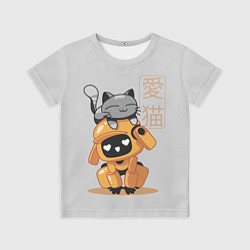 Футболка детская Cat and Robot ЛСР, цвет: 3D-принт
