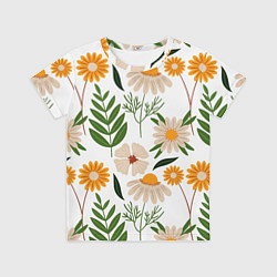 Футболка детская Цветы и листья, цвет: 3D-принт