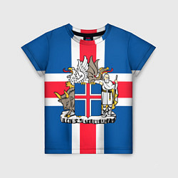 Футболка детская Флаг и Герб Исландии, цвет: 3D-принт