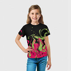 Футболка детская Черно малиновый абстрактный, цвет: 3D-принт — фото 2