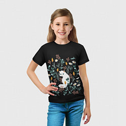 Футболка детская Кошечка среди цветов, цвет: 3D-принт — фото 2