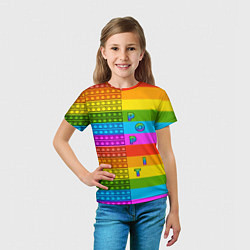 Футболка детская POP it вертикальная надпись, цвет: 3D-принт — фото 2