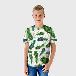Футболка детская Павлиньи перья, цвет: 3D-принт — фото 2