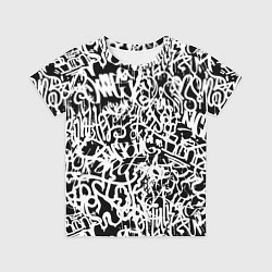 Футболка детская Graffiti white on black, цвет: 3D-принт
