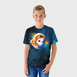 Футболка детская Котик Космонавт, цвет: 3D-принт — фото 2