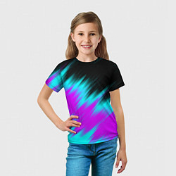 Футболка детская НЕОНОВЫЕ ПОЛОСЫ И НИЧЕГО ЛИШНЕГО NEON STRIPES, цвет: 3D-принт — фото 2
