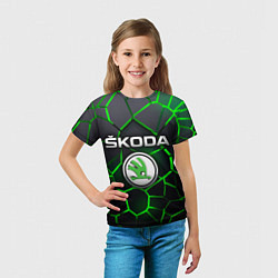 Футболка детская Skoda 3D плиты с подсветкой, цвет: 3D-принт — фото 2