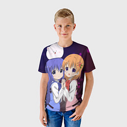 Футболка детская Gochuumon wa Usagi Desu ka? Cocoa, Chino & Tippi, цвет: 3D-принт — фото 2