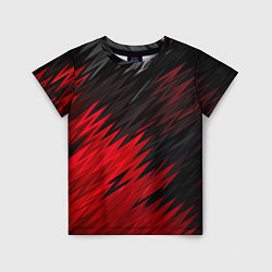 Футболка детская ЧЁРНО КРАСНЫЕ КРАСКИ RED BLACK STRIPES, цвет: 3D-принт