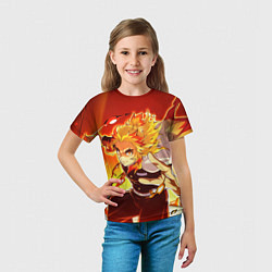 Футболка детская Ренгоку Кёджуро, Клинок рассекающий демонов, цвет: 3D-принт — фото 2