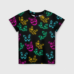 Футболка детская НЕОНОВЫЕ КОТИКИ NEON FACES CATS, цвет: 3D-принт