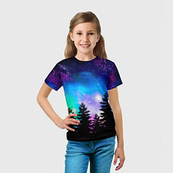 Футболка детская Космический лес, елки и звезды, цвет: 3D-принт — фото 2