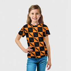 Футболка детская Black Orange Squares, цвет: 3D-принт — фото 2