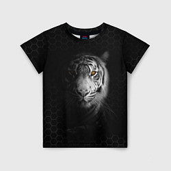 Футболка детская Тигр черно-белый соты, цвет: 3D-принт