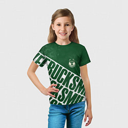 Футболка детская Milwaukee Bucks Милуоки Бакс, цвет: 3D-принт — фото 2