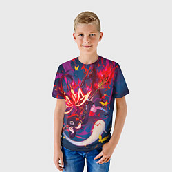 Футболка детская Ху тао Летит вниз с призраком Genshin impact, цвет: 3D-принт — фото 2