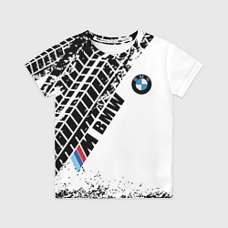 Футболка детская BMW следы шин, цвет: 3D-принт