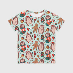 Футболка детская Новогодний ёжик и щелкунчик, цвет: 3D-принт