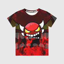 Футболка детская GEOMETRY DASH RAGE SMLIE LEVELS RED FIRE, цвет: 3D-принт