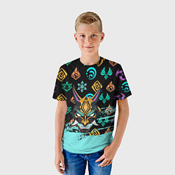 Футболка детская Маска Сяо Геншин Импакт, цвет: 3D-принт — фото 2