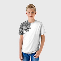 Футболка детская Черно Белые КруЖева, цвет: 3D-принт — фото 2