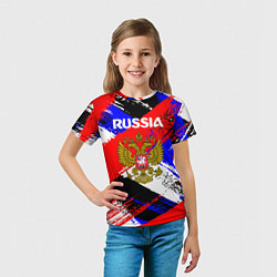 Футболка детская Russia Геометрия патриотизм, цвет: 3D-принт — фото 2