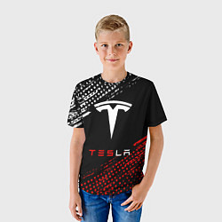 Футболка детская Tesla - Logo Pattern, цвет: 3D-принт — фото 2