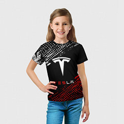 Футболка детская Tesla - Logo Pattern, цвет: 3D-принт — фото 2