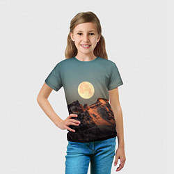 Футболка детская Полная луна и горы, цвет: 3D-принт — фото 2
