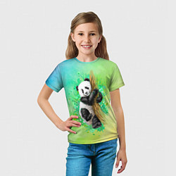 Футболка детская ПАНДА PANDA ЦВЕТНЫЕ КРАСКИ, цвет: 3D-принт — фото 2