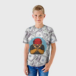 Футболка детская Богатый ленивец Паттерн из долларов, цвет: 3D-принт — фото 2