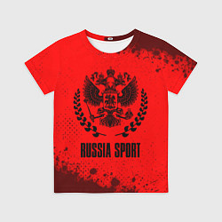 Футболка детская RUSSIA - ГЕРБ Russia Sport Брызги, цвет: 3D-принт
