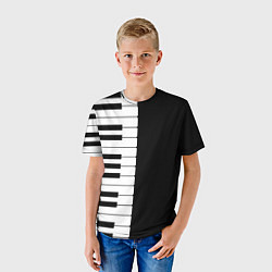 Футболка детская Черно-Белое Пианино Piano, цвет: 3D-принт — фото 2