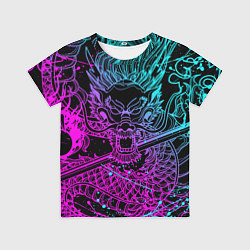 Футболка детская НЕОНОВЫЕ ДРАКОНЫ NEON DRAGON БРЫЗГИ КРАСОК, цвет: 3D-принт