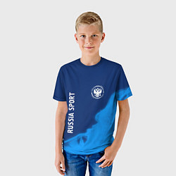 Футболка детская РОССИЯ - ГЕРБ Russia Sport Пламя, цвет: 3D-принт — фото 2